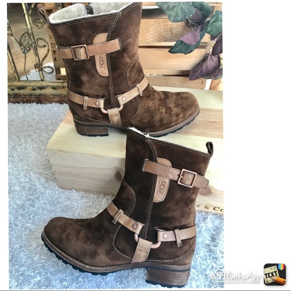 UGG Shoes - UGG Australia 5604 Endell Biker boots brown suede
